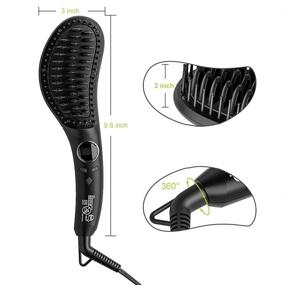 img 1 attached to High-Quality 2 in 1 Hair Straightening Brush: Anti-Scald Ceramic Hot Comb with Temperature Lock & Auto-Off – Black