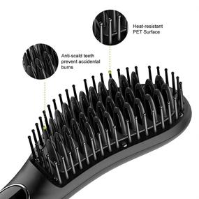 img 3 attached to High-Quality 2 in 1 Hair Straightening Brush: Anti-Scald Ceramic Hot Comb with Temperature Lock & Auto-Off – Black