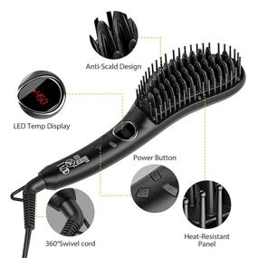 img 2 attached to High-Quality 2 in 1 Hair Straightening Brush: Anti-Scald Ceramic Hot Comb with Temperature Lock & Auto-Off – Black