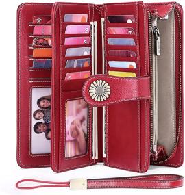 img 3 attached to 👜 RFID Blocking Leather Wallet for Women with Large Capacity Wristlet - SENDEFN Credit Card Holder