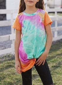 img 1 attached to 👚 Trendy Tie Dye Print Short Sleeve Knot Front Tops Tee Shirts for Girls (Ages 4-13)