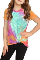 👚 trendy tie dye print short sleeve knot front tops tee shirts for girls (ages 4-13) logo