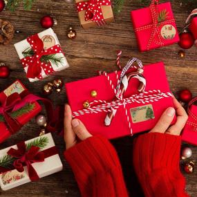 img 1 attached to Натуральные бумажные ярлыки Giiffu для подарков на Рождество с самоклеящимися этикетками: украсьте свои подарки с помощью 144 рождественских самоклеящихся ярлыков.