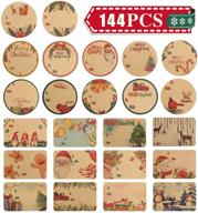 натуральные бумажные ярлыки giiffu для подарков на рождество с самоклеящимися этикетками: украсьте свои подарки с помощью 144 рождественских самоклеящихся ярлыков. логотип
