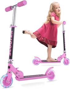 img 4 attached to 🛴 FONTE Foldable Kick Scooter: Lightweight, Study Design with Adjustable Handlebars, Light Up Wheels, and Rear Brake - Ideal for Boys and Girls Age 3-12