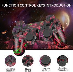 img 1 attached to 🎮 Wireless PS-3 Controller, CFORWARD Gamepad with Joy Stick for Compatible PlayStation 3 Games, Including Charger and Thumb Grips