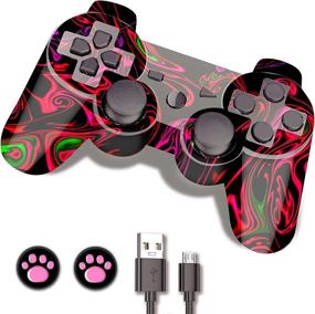 img 4 attached to 🎮 Wireless PS-3 Controller, CFORWARD Gamepad with Joy Stick for Compatible PlayStation 3 Games, Including Charger and Thumb Grips