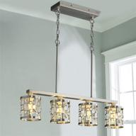 🏡 farmhouse chandelier, 4-light hanging dining room lighting fixture in brushed nickel for kitchen island logo