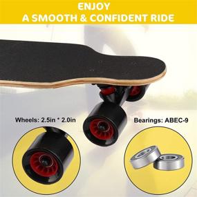 img 1 attached to 🛹 31 Inch Small Pro Longboard Skateboard Complete Cruiser with T-Tool: Perfect for Cruising, Carving, Freestyle, and Downhill