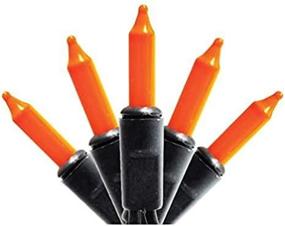 img 1 attached to 🎃 Orange Halloween Light Set with Black Wire - 100 Count Halloween Decor