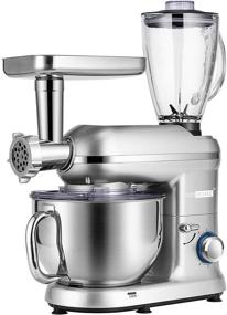 img 4 attached to VIVOHOME 3 in 1 Electric Kitchen Stand Mixer: 650W Multi-functional 6-Speed Tilt-Head Mixer, Meat Grinder, Juice Blender, 6 Quart Stainless Steel Bowl - Silver ETL Listed