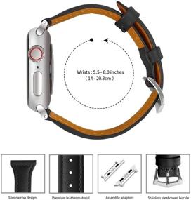 img 2 attached to Кожаный ремешок OULUCCI для часов Apple Watch 38мм 40мм - Совместим с iWatch Series 7, 6, SE, 5, 4, 3, 2, 1 - Стильная замена ремешка для спортивных и элитных моделей.