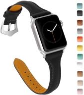 кожаный ремешок oulucci для часов apple watch 38мм 40мм - совместим с iwatch series 7, 6, se, 5, 4, 3, 2, 1 - стильная замена ремешка для спортивных и элитных моделей. логотип