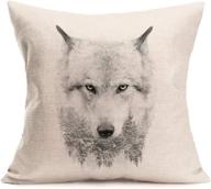 🐺 fukeen watercolor ink painting wolf throw pillow cases cotton linen 18x18 inches cushion covers home couch decor (wolf animal) логотип