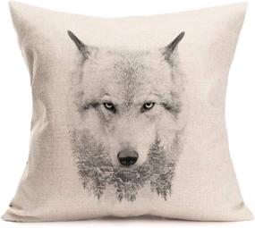 img 4 attached to 🐺 Fukeen Watercolor Ink Painting Wolf Throw Pillow Cases Cotton Linen 18x18 Inches Cushion Covers Home Couch Decor (Wolf Animal)