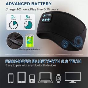 img 1 attached to 🎧 Беспроводная музыкальная гарнитура Bluetooth Sleep Headband с ультратонким спортивным гарнитурой для сна с HD стерео динамиками - идеально подходит для тех, кто спит на боку, страдает бессонницей, занимается фитнесом, бегом или йогой