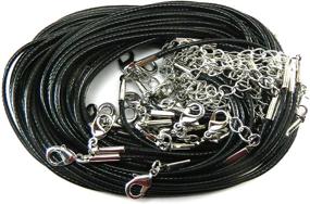 img 2 attached to 📿 Rockin Beads 20-Pack Faux Leather Cord Necklaces in Black, 18 Inches with Lobster Claw Clasp