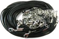 📿 rockin beads 20-pack faux leather cord necklaces in black, 18 inches with lobster claw clasp logo