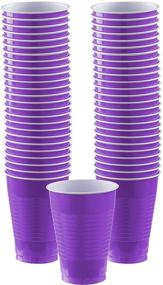 img 1 attached to Amscan Big Party Pack, 50 Count Durable Plastic Cups, New Purple (Pack of 1)