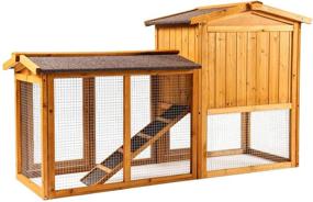 img 2 attached to 🐔 Ogrmar Large Wooden Outdoor Chicken Coop with Ventilation Door, Removable Tray & Ramp - Bunny Rabbit Hutch, Hen Cage, Garden Backyard Pet House & Chicken Nesting Box