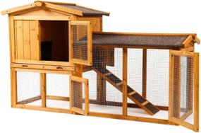 img 3 attached to 🐔 Ogrmar Large Wooden Outdoor Chicken Coop with Ventilation Door, Removable Tray & Ramp - Bunny Rabbit Hutch, Hen Cage, Garden Backyard Pet House & Chicken Nesting Box