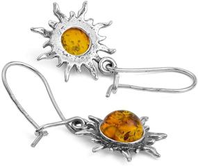 img 1 attached to 💫 Captivating Amber Sterling Silver Romantic Sun Hook Earrings: A Radiant and Romantic Accessory