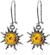 💫 captivating amber sterling silver romantic sun hook earrings: a radiant and romantic accessory logo