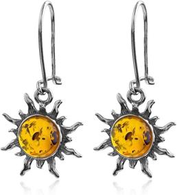 img 2 attached to 💫 Captivating Amber Sterling Silver Romantic Sun Hook Earrings: A Radiant and Romantic Accessory