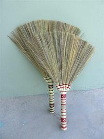 img 2 attached to 🌾 16-inch Natural Grass Asian Duster Whisk Broom with Thai Bamboo Handle - Handmade Wooden Sweeper for Efficient Dusting