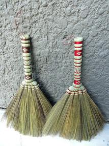 img 1 attached to 🌾 16-inch Natural Grass Asian Duster Whisk Broom with Thai Bamboo Handle - Handmade Wooden Sweeper for Efficient Dusting