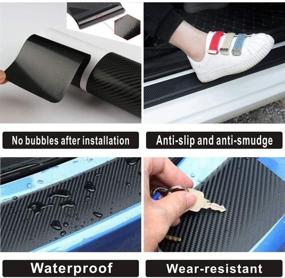 img 1 attached to 🚗 4pcs Carbon Fiber Compatible Chrysler Car Door Front/Rear Sill Plate Protectors | Decorative Door Entry Guard | Scratch Pad Film for Chrysler