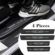 🚗 4pcs carbon fiber compatible chrysler car door front/rear sill plate protectors | decorative door entry guard | scratch pad film for chrysler logo