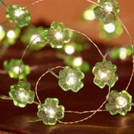 🍀 impress life st. patrick’s day party string lights decorations, 10ft 40 led four-leaf clover shamrock, battery &amp; plug in operated, remote control with 8 lighting modes, green fairy lighting for indoor and covered outdoor spaces логотип