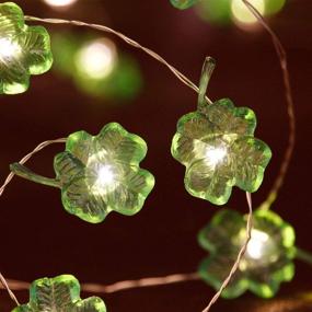 img 2 attached to 🍀 Impress Life St. Patrick’s Day Party String Lights Decorations, 10ft 40 Led Four-Leaf Clover Shamrock, Battery &amp; Plug in Operated, Remote Control with 8 Lighting Modes, Green Fairy Lighting for Indoor and Covered Outdoor Spaces