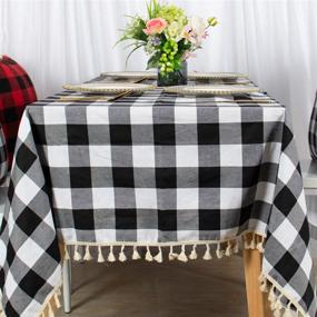 img 3 attached to 🍽️ Stylish AMZLOKAE Tablecloth Tassel Table Cover: Elevate Your Dining Décor