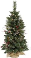 🎄 vickerman b106237 3' snow tipped pine and berry christmas tree: illuminate your holiday season with 50 clear lights logo