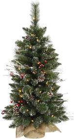 img 1 attached to 🎄 Vickerman B106237 3' Snow Tipped Pine and Berry Christmas Tree: Illuminate Your Holiday Season with 50 Clear Lights