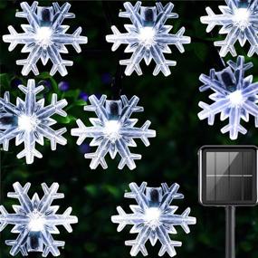 img 4 attached to Illuminate your Christmas with Darknessbreak Christmas Solar Lights Snowflake Decor: 32ft of Festive Outdoor Solar Christmas Lights for Xmas Tree and Outdoor Decorations, featuring 50 LEDs