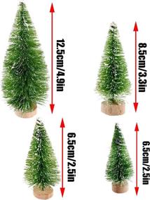 img 3 attached to 🎄 Miniature Christmas Tree Set - 10 Pcs Sisal Trees with Snow Frost & Wood Base (4 Sizes, Grass Green)