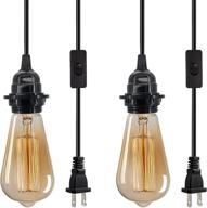 🔌 industrial plug-in pendant light kit, vintage hanging lighting fixture, e26 e27 retro pendant lights with plug-in cord, 14.76 ft on/off switch cord, ideal for living room and bedroom logo