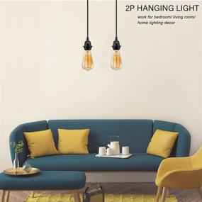 img 1 attached to 🔌 Industrial Plug-in Pendant Light Kit, Vintage Hanging Lighting Fixture, E26 E27 Retro Pendant Lights with Plug-in Cord, 14.76 FT On/Off Switch Cord, Ideal for Living Room and Bedroom