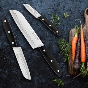 img 1 attached to 🔪 Hampton Forge Mirage 3-Piece Santoku Knife Set in Black