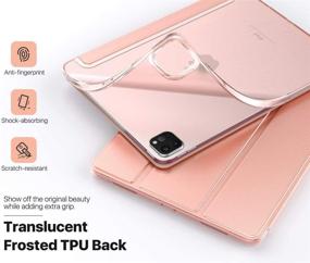 img 2 attached to MoKo Case for iPad Pro 12.9 4th Generation 2020 & 2018 - Rose Gold, Slim Smart Shell with Stand, Translucent Frosted Back Cover, Supports Apple Pencil 2 Charging, Auto Wake/Sleep