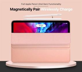 img 3 attached to MoKo Case for iPad Pro 12.9 4th Generation 2020 & 2018 - Rose Gold, Slim Smart Shell with Stand, Translucent Frosted Back Cover, Supports Apple Pencil 2 Charging, Auto Wake/Sleep