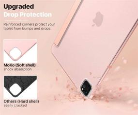 img 1 attached to MoKo Case for iPad Pro 12.9 4th Generation 2020 & 2018 - Rose Gold, Slim Smart Shell with Stand, Translucent Frosted Back Cover, Supports Apple Pencil 2 Charging, Auto Wake/Sleep