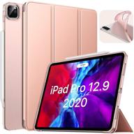 moko case for ipad pro 12.9 4th generation 2020 & 2018 - rose gold, slim smart shell with stand, translucent frosted back cover, supports apple pencil 2 charging, auto wake/sleep logo