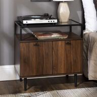 🌃 stylish dark walnut 2-drawer glass and wood end table for small living room storage logo