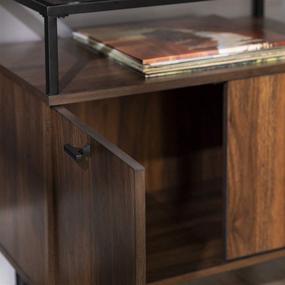 img 1 attached to 🌃 Stylish Dark Walnut 2-Drawer Glass and Wood End Table for Small Living Room Storage