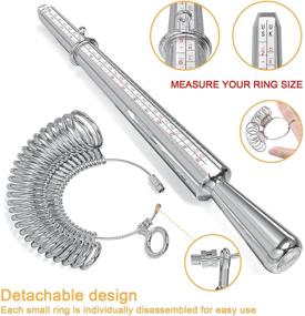 img 3 attached to 📏 Metal Ring Sizer Measuring Tool Combo for Accurate Finger Sizing, Jewelry Making, Ring Reshaping. US Size 0-13. Includes Storage Box, Maintenance Hammer, and Polished Rod