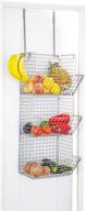 🍎 rustic hanging fruit basket shelves - metal wire tier wall mounted over the door organizer for kitchen fruit, produce, bathroom towels - baskets for fruit stand & produce storage - rustic snack organizer and household holder items - z basket (silver) логотип